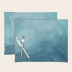 Underwater Bliss - Aqua Blue Turquoise Navy Sea Deep Ocean Minimal Abstract Nature Painting Art Placemat Gallery Image 1