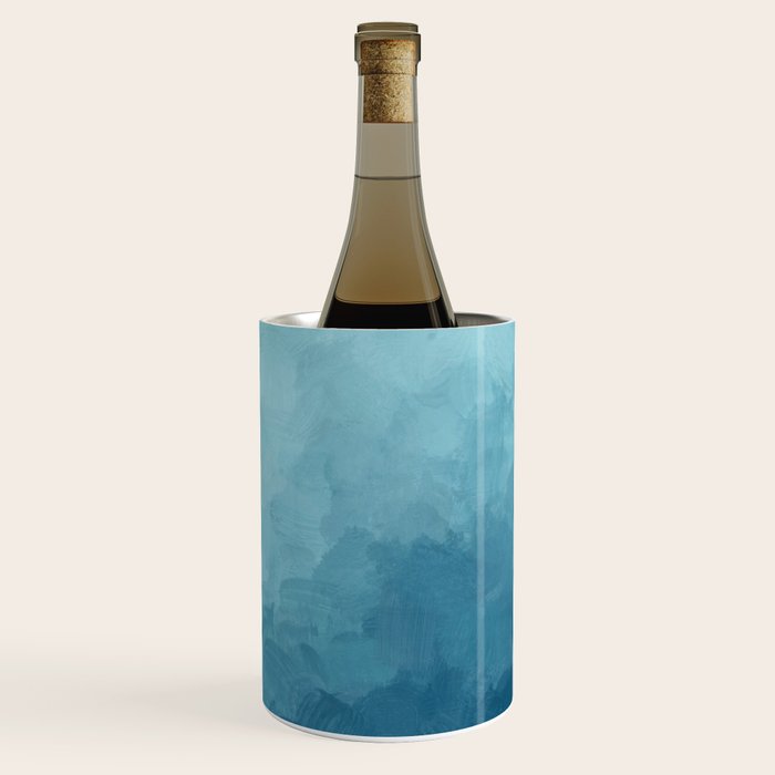 Underwater Bliss - Aqua Blue Turquoise Navy Sea Deep Ocean Minimal Abstract Nature Painting Art Wine Chiller Gallery Image 1