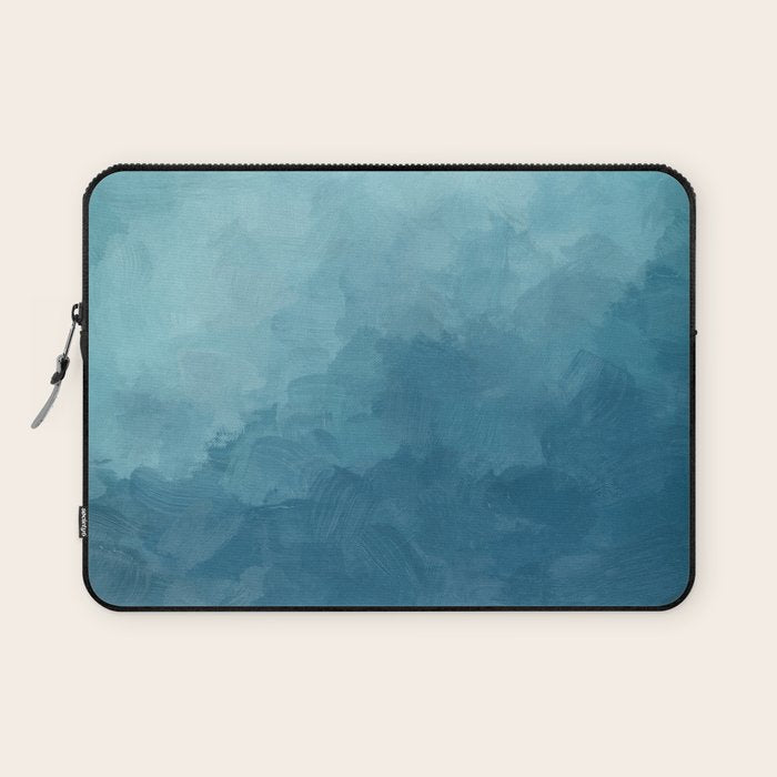Underwater Bliss - Aqua Blue Turquoise Navy Sea Deep Ocean Minimal Abstract Nature Painting Art Laptop Sleeve Gallery Image 1