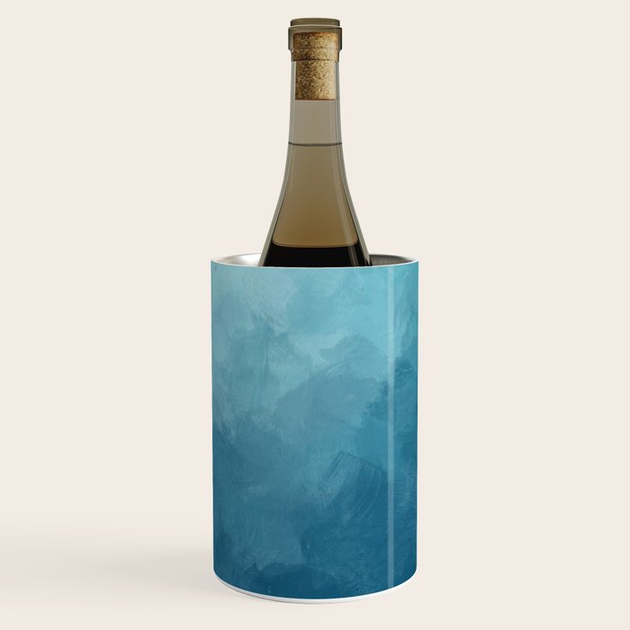 Underwater Bliss - Aqua Blue Turquoise Navy Sea Deep Ocean Minimal Abstract Nature Painting Art Wine Chiller Gallery Image 3