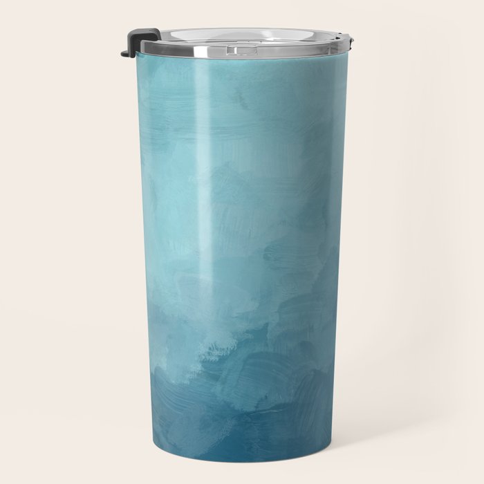 Underwater Bliss - Aqua Blue Turquoise Navy Sea Deep Ocean Minimal Abstract Nature Painting Art Travel Mug Gallery Image 3