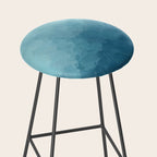 Underwater Bliss - Aqua Blue Turquoise Navy Sea Deep Ocean Minimal Abstract Nature Painting Art Stool Gallery Image 2