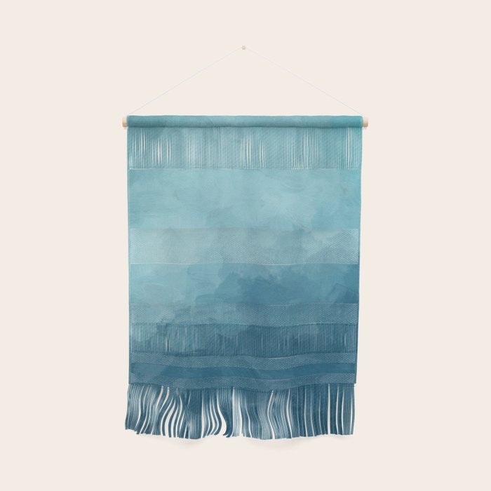 Underwater Bliss - Aqua Blue Turquoise Navy Sea Deep Ocean Minimal Abstract Nature Painting Art Wall Hanging Gallery Image 1