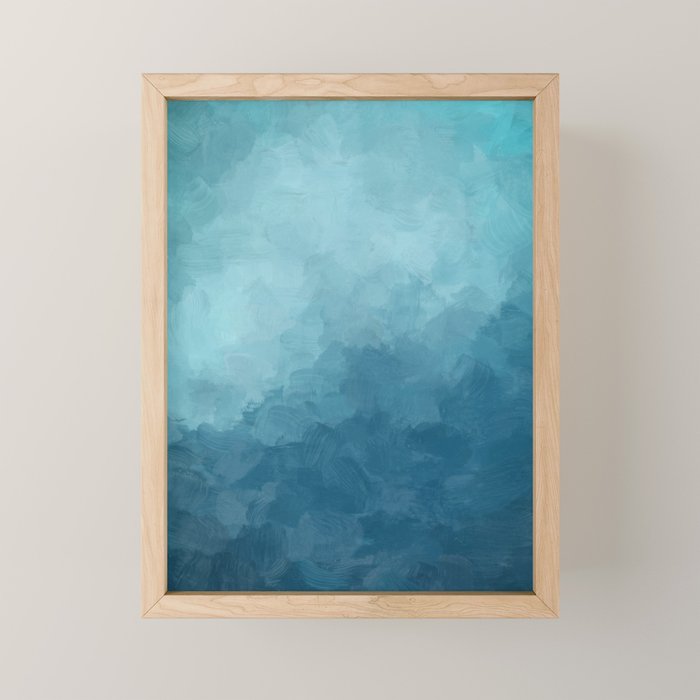 Underwater Bliss - Aqua Blue Turquoise Navy Sea Deep Ocean Minimal Abstract Nature Painting Art Mini Art Print Gallery Image 1
