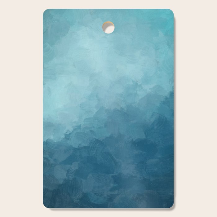 Underwater Bliss - Aqua Blue Turquoise Navy Sea Deep Ocean Minimal Abstract Nature Painting Art Cutting Board Gallery Image 1