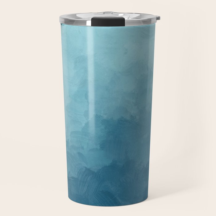 Underwater Bliss - Aqua Blue Turquoise Navy Sea Deep Ocean Minimal Abstract Nature Painting Art Travel Mug Gallery Image 1