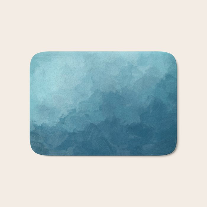Underwater Bliss - Aqua Blue Turquoise Navy Sea Deep Ocean Minimal Abstract Nature Painting Art Bath Mat Gallery Image 1