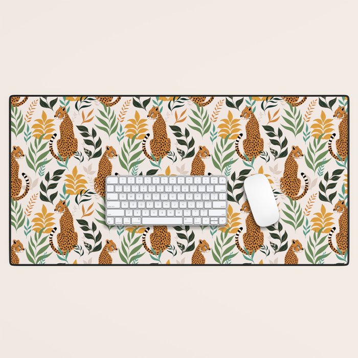 Spring Cheetah Pattern I - Green and Yellow Desk Mat Gallery Image 1