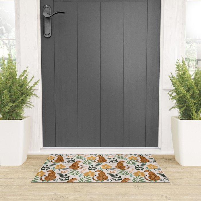 Spring Cheetah Pattern I - Green and Yellow Welcome Mat Gallery Image 3