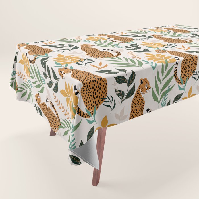 Spring Cheetah Pattern I - Green and Yellow Tablecloth Gallery Image 1