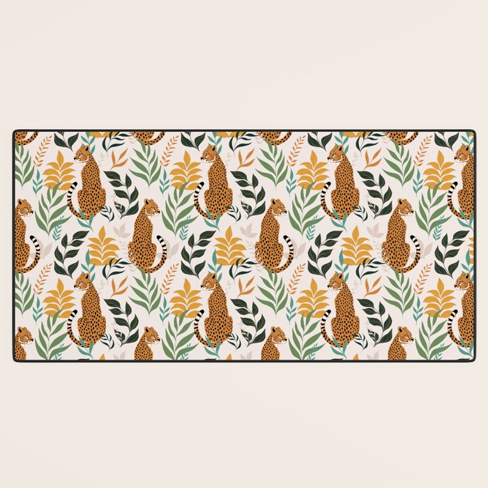 Spring Cheetah Pattern I - Green and Yellow Desk Mat Gallery Image 3