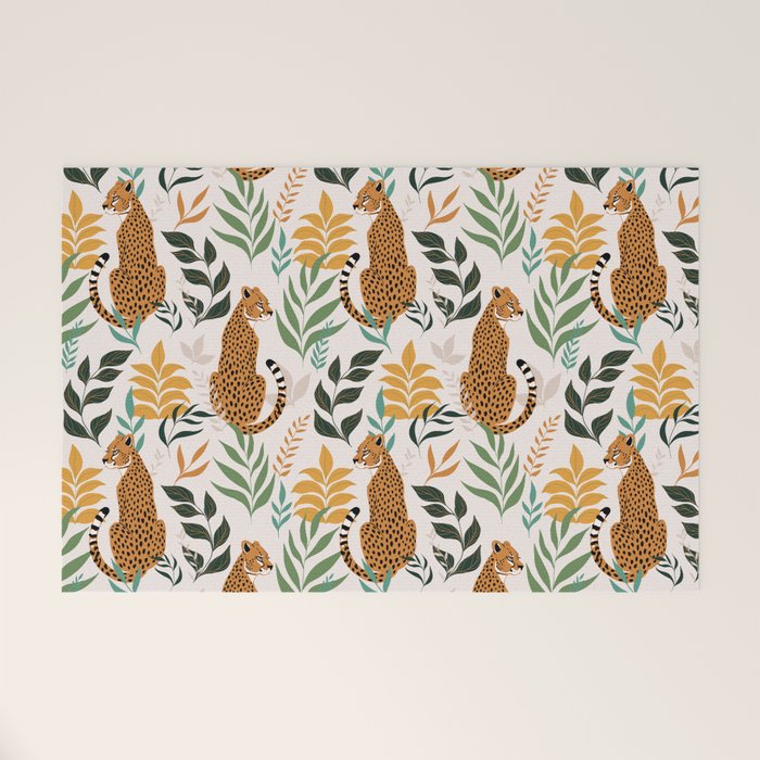 Spring Cheetah Pattern I - Green and Yellow Welcome Mat Gallery Image 1