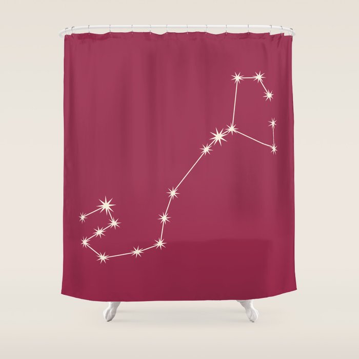 Scorpio Zodiac Star Constellation Line Art Pink Shower Curtain Gallery Image 1
