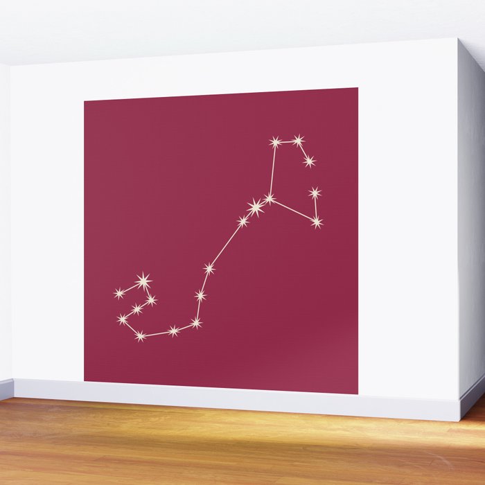 Scorpio Zodiac Star Constellation Line Art Pink Wall Mural Gallery Image 2