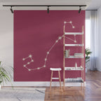 Scorpio Zodiac Star Constellation Line Art Pink Wall Mural Gallery Image 1