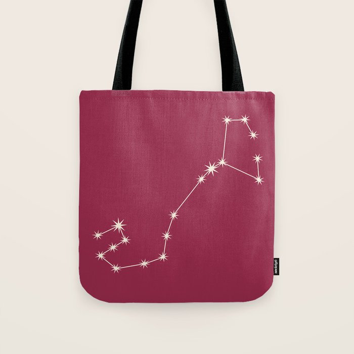 Scorpio Zodiac Star Constellation Line Art Pink Tote Bag Gallery Image 1