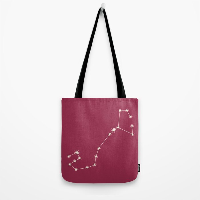 Scorpio Zodiac Star Constellation Line Art Pink Tote Bag Gallery Image 2