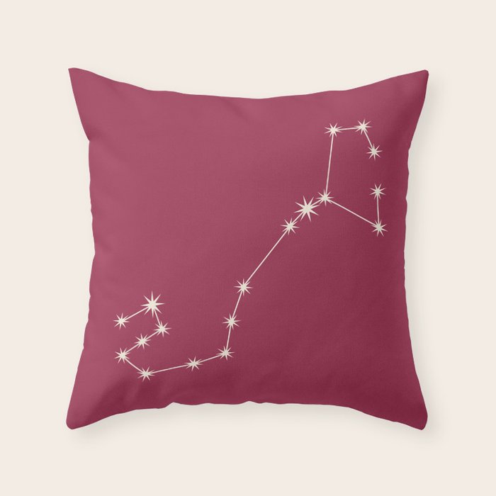 Scorpio Zodiac Star Constellation Line Art Pink Throw Pillow Gallery Image 6