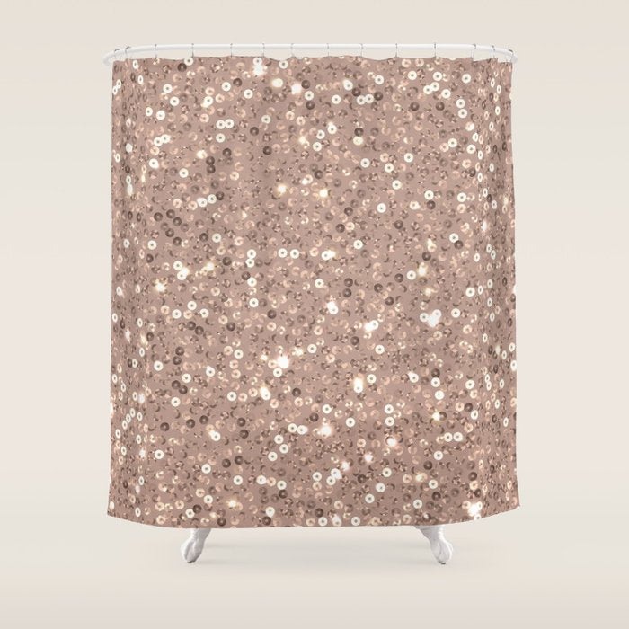 Rose Gold Glitter Sequin Shower Curtain Gallery Image 1