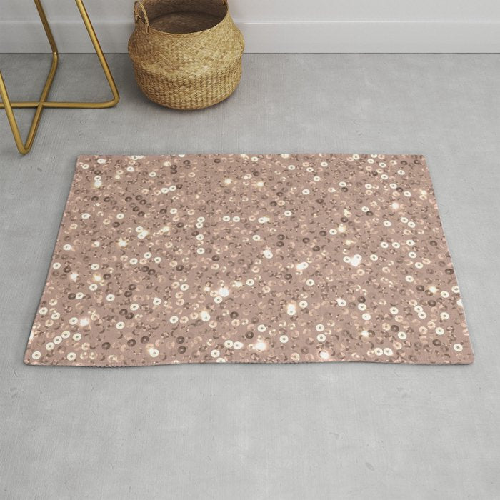 Rose Gold Glitter Sequin Rug Gallery Image 1