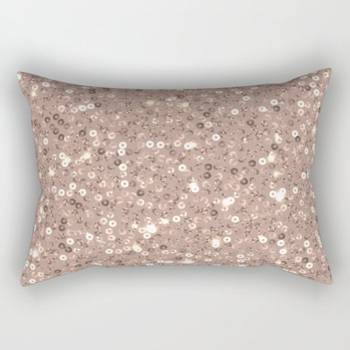 Rose Gold Glitter Sequin Rectangular Pillow Gallery Image 2
