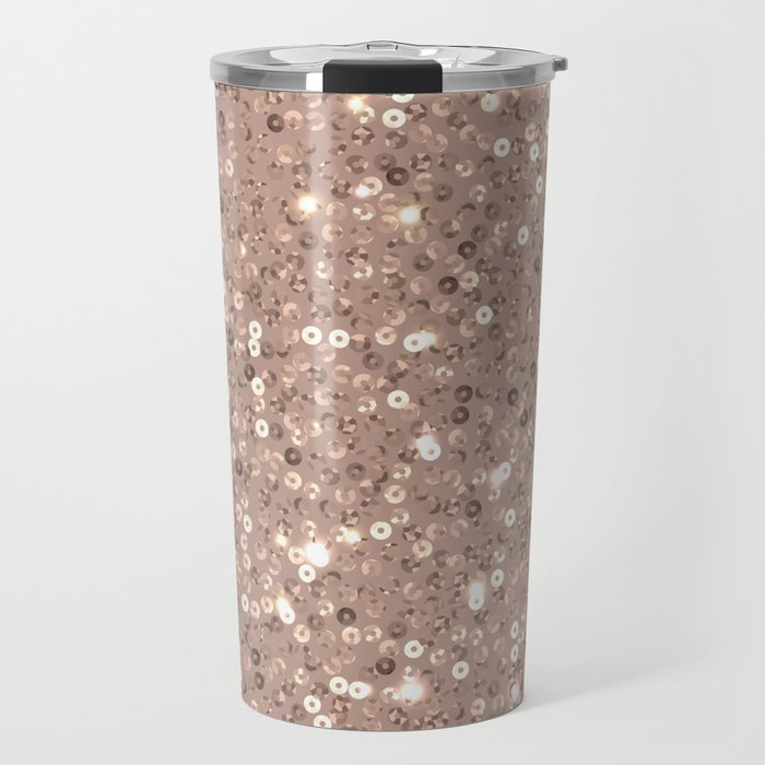 Rose Gold Glitter Sequin Travel Mug Gallery Image 1