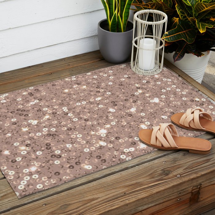 Rose Gold Glitter Sequin Outdoor Rug Gallery Image 2
