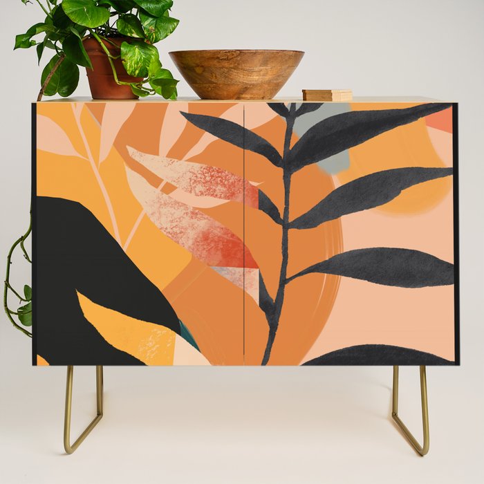 Abstract Art Tropical Leaves 108 Credenza Gallery Image 1