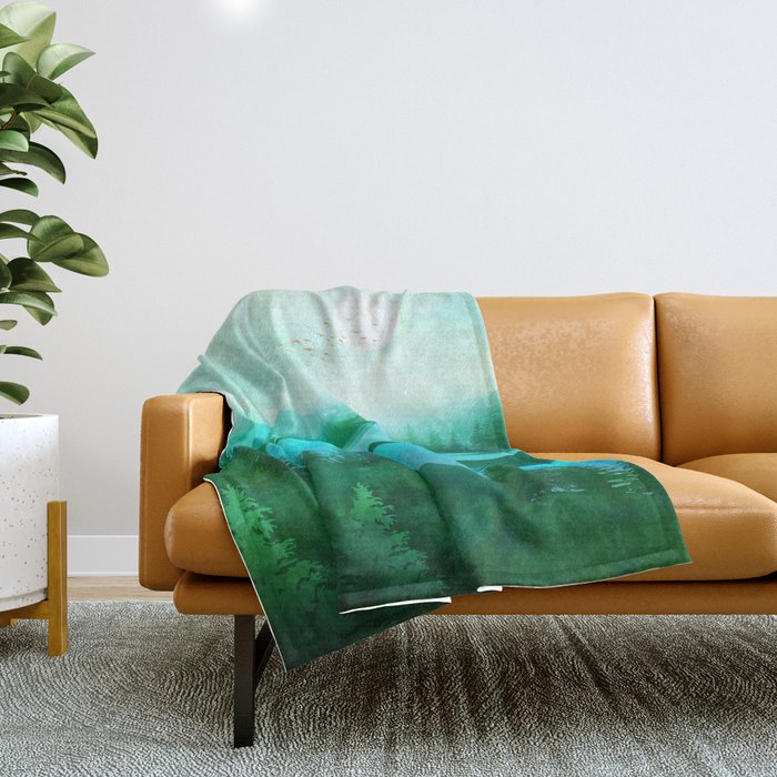 Lake Morning Throw Blanket Gallery Image 1