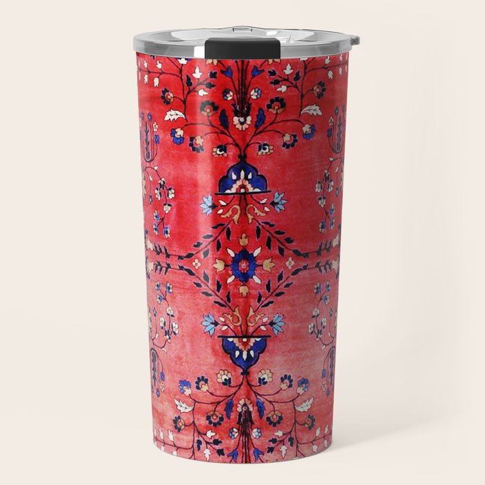 Antique Tabriz Persian Rug Print With Red Field Travel Mug Gallery Image 1