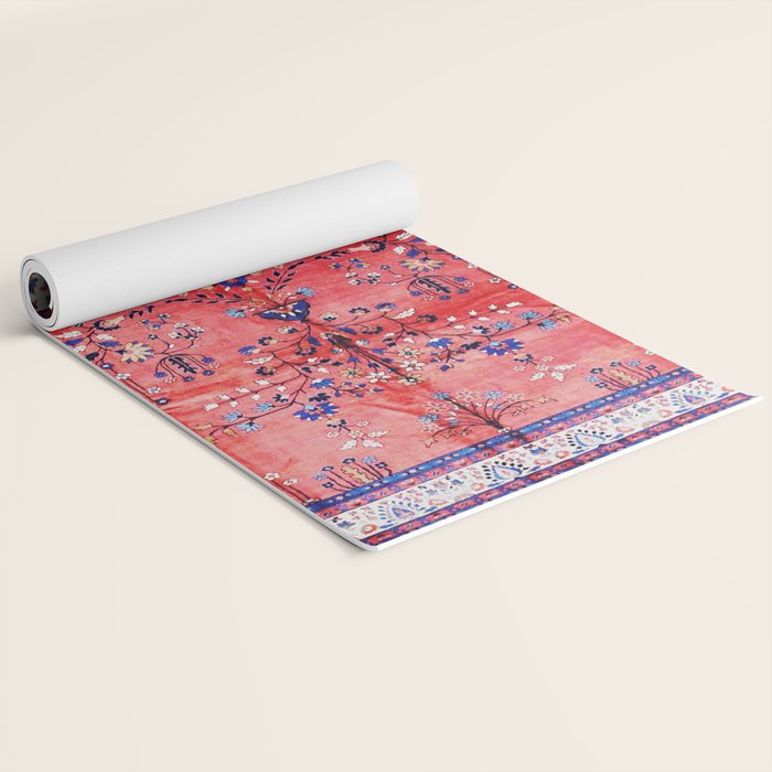 Antique Tabriz Persian Rug Print With Red Field Yoga Mat Gallery Image 2