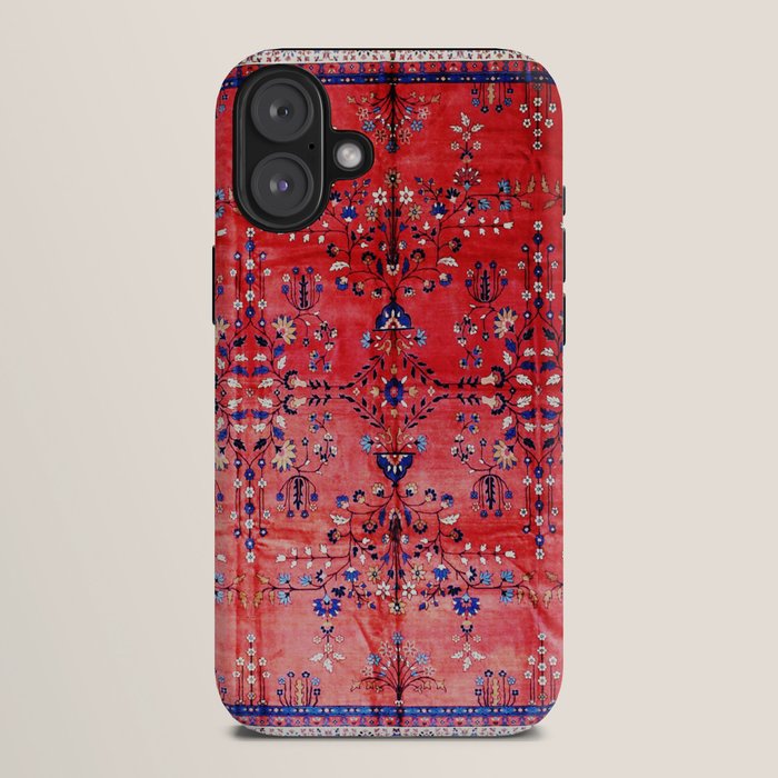 Antique Tabriz Persian Rug Print With Red Field iPhone Case Gallery Image 10