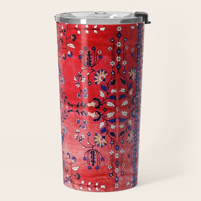 Antique Tabriz Persian Rug Print With Red Field Travel Mug Gallery Image 2
