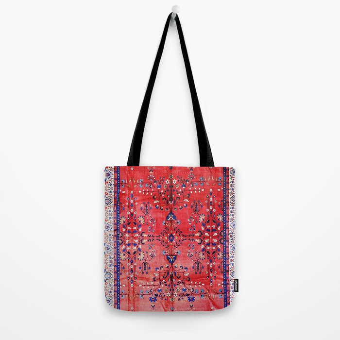 Antique Tabriz Persian Rug Print With Red Field Tote Bag Gallery Image 2