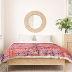 Antique Tabriz Persian Rug Print With Red Field Duvet Cover Gallery Image 3
