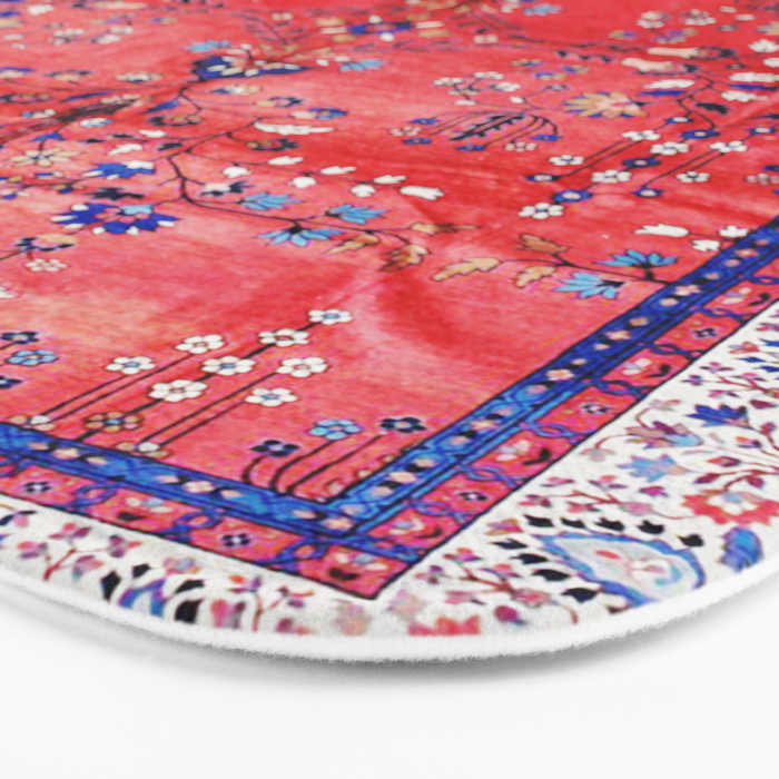 Antique Tabriz Persian Rug Print With Red Field Bath Mat Gallery Image 3