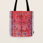 Antique Tabriz Persian Rug Print With Red Field Tote Bag Gallery Image 1