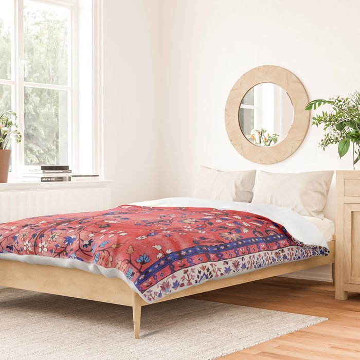 Antique Tabriz Persian Rug Print With Red Field Duvet Cover Gallery Image 2