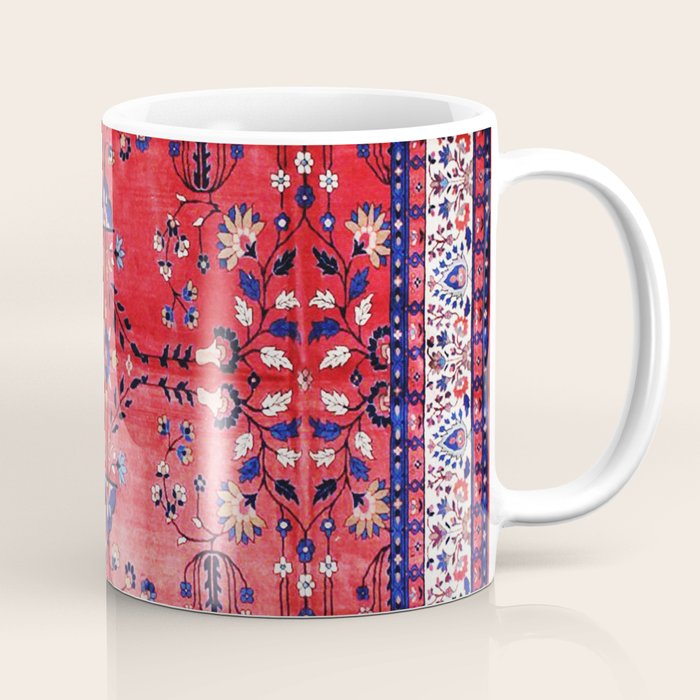 Antique Tabriz Persian Rug Print With Red Field Coffee Mug Gallery Image 1