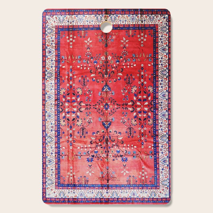 Antique Tabriz Persian Rug Print With Red Field Cutting Board Gallery Image 1