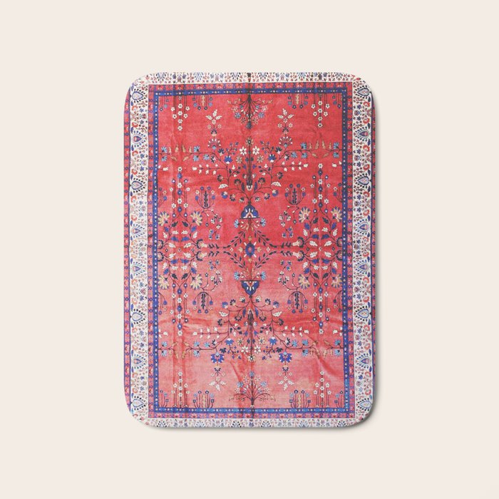 Antique Tabriz Persian Rug Print With Red Field Bath Mat Gallery Image 1