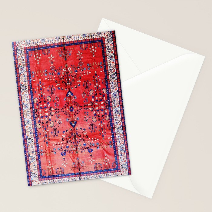 Antique Tabriz Persian Rug Print With Red Field Stationery Card Gallery Image 2
