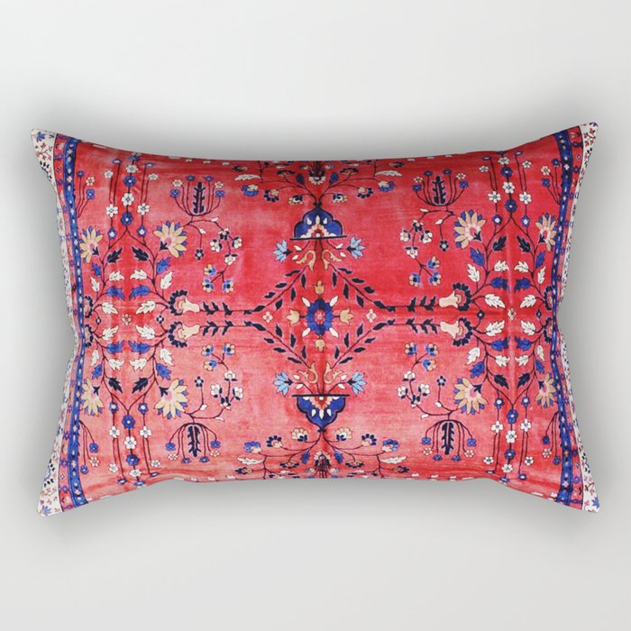Antique Tabriz Persian Rug Print With Red Field Rectangular Pillow Gallery Image 2