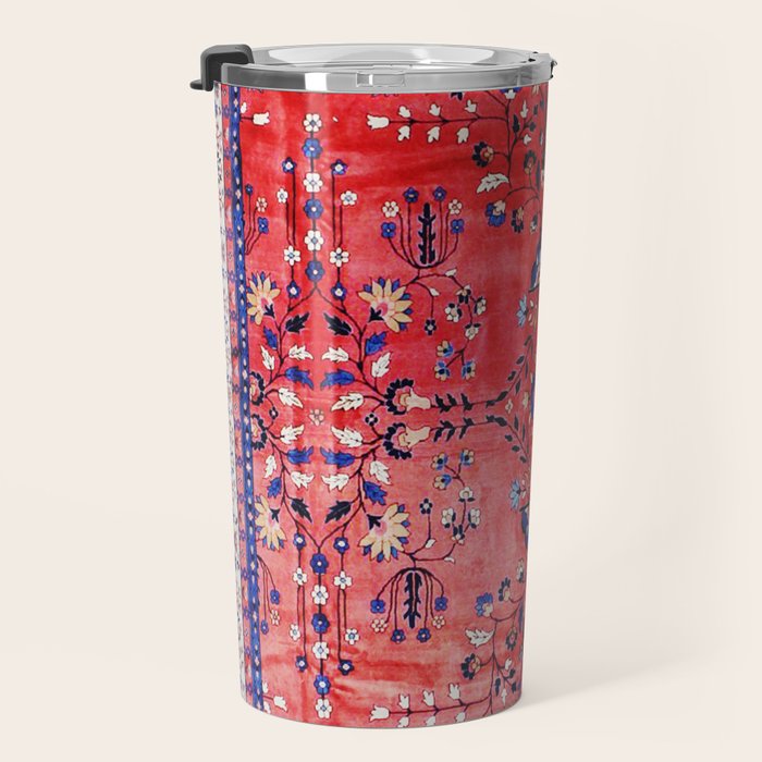 Antique Tabriz Persian Rug Print With Red Field Travel Mug Gallery Image 3