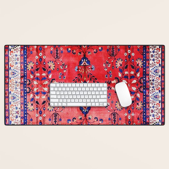 Antique Tabriz Persian Rug Print With Red Field Desk Mat Gallery Image 1