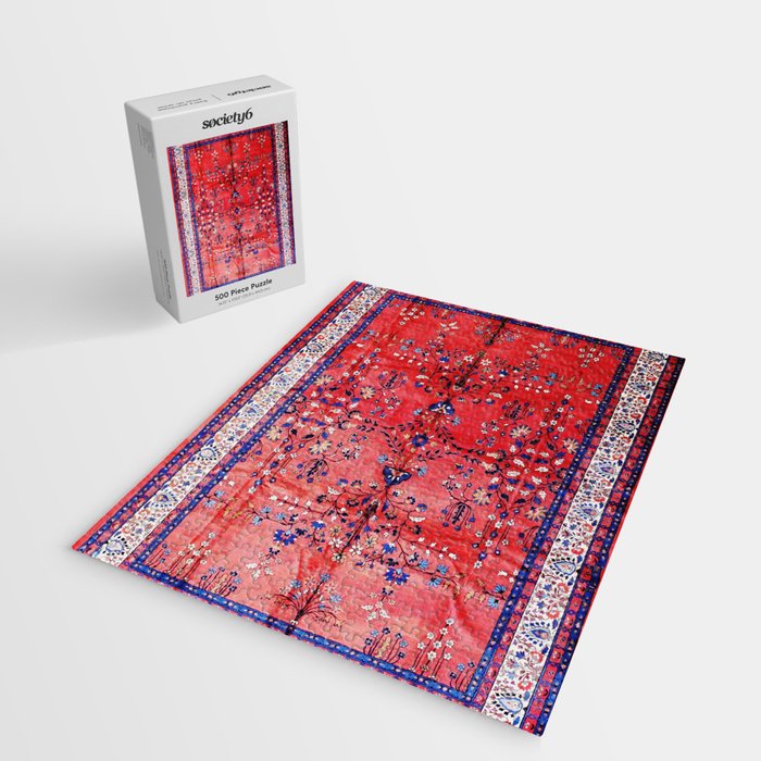 Antique Tabriz Persian Rug Print With Red Field Jigsaw Puzzle Gallery Image 2