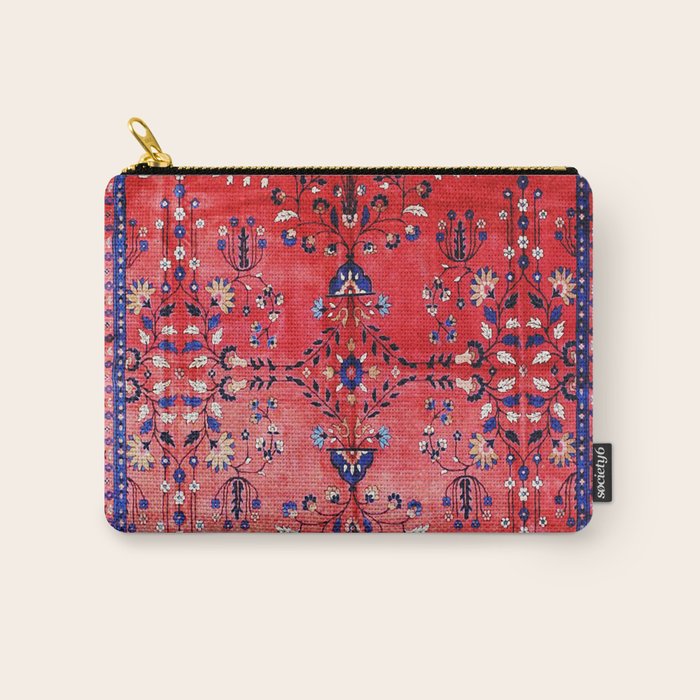 Antique Tabriz Persian Rug Print With Red Field Carry All Pouch Gallery Image 1