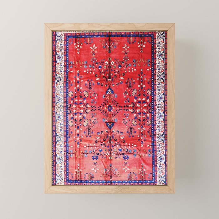 Antique Tabriz Persian Rug Print With Red Field Mini Art Print Gallery Image 1