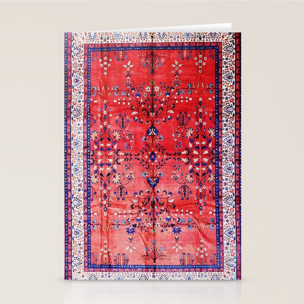Antique Tabriz Persian Rug Print With Red Field Stationery Card Gallery Image 1