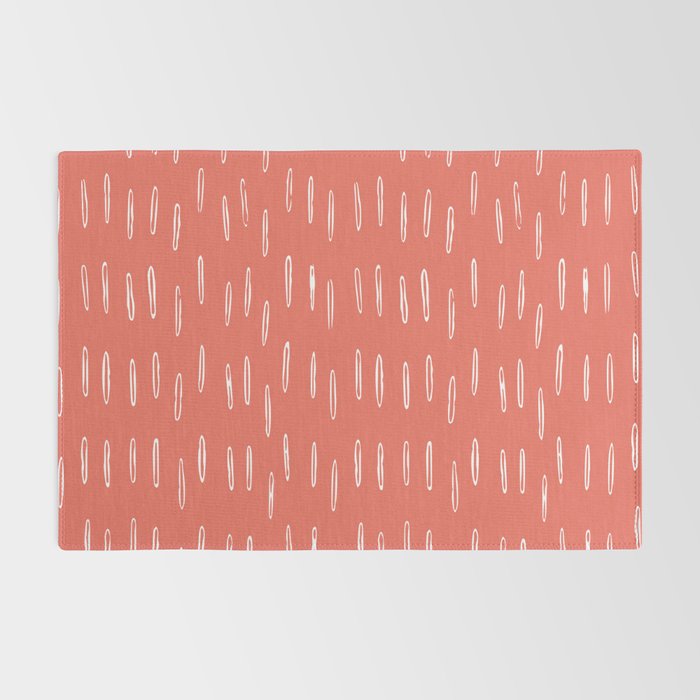 Boho, Raindrop, Mudcloth, Coral Rug Gallery Image 2